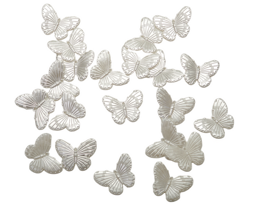 1 1/2" White Large Flat Back Acrylic Butterfly Embellishments - Pack of 212