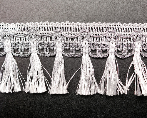 2 1/4" x 10 Yards Silver Metallic Tassle Trim - Pack of 5