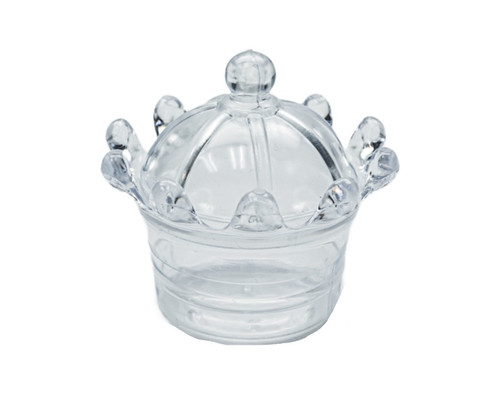2 3/4" x 2 1/4" Clear Crown Candy Favor Box with Lid - Pack of 12