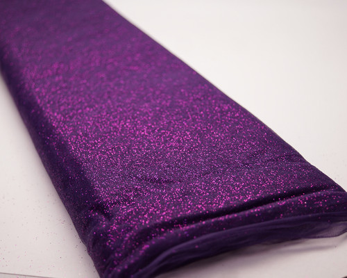 54"x10 yards (30FT) Plum Glitter Tulle Bolt