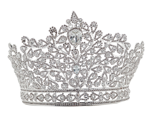 4 1/4" Silver Tiara with Clear Rhinestones and Gem Stones