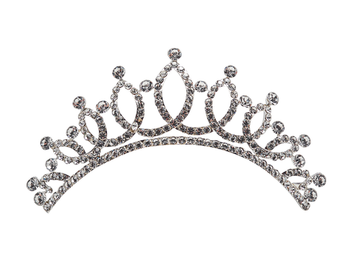 1 1/2" Silver Tiara with Clear Rhinestones (TM199)