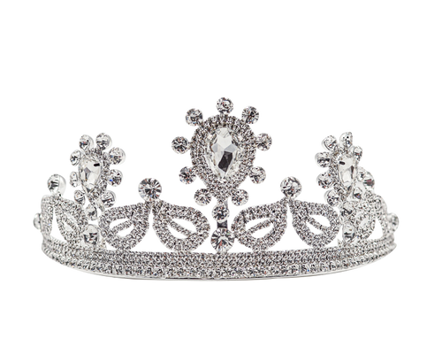 2 3/8" Silver Tiara with Clear Rhinestones and Gem Stones