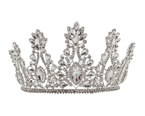 3 3/4" Silver Tiara with Rhinestones and Gem Stones