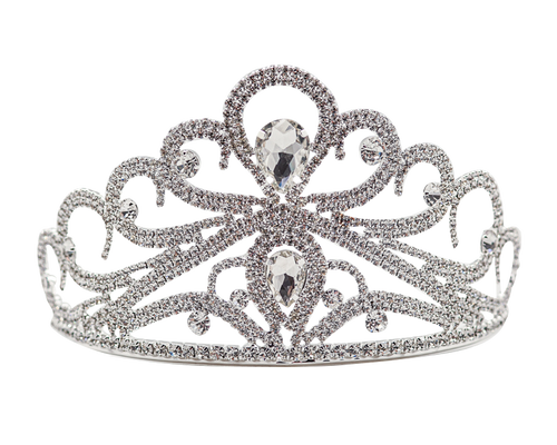 3" Silver Tiara with Clear Rhinestones and Gem Stones