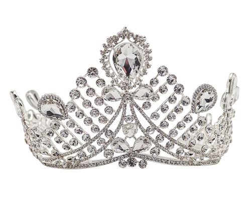 3 1/2" Silver Clear Rhinestone and Gem Stones Tiara