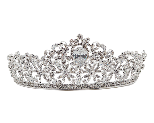 2 1/8" Silver Tiara with Clear Rhinestones and Gem Stones