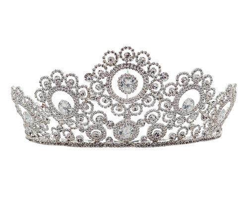 2 3/4" Silver Tiara with Clear Rhinestones and Gem Stones
