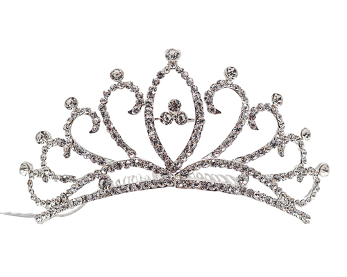 2 1/4" Silver Tiara with Clear Rhinestones (TM102)