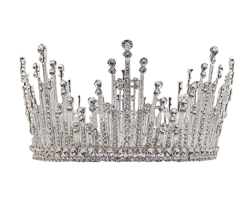 3 1/4" Silver Full Crown with Clear Rhinestones 