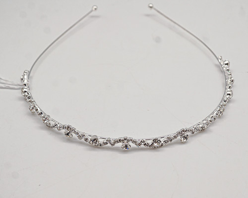 1/4" Silver Headpiece with Clear Rhinestones