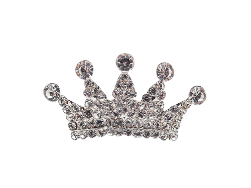 1/8" x 1" Silver Tiara Headpiece with Clear Rhinestones - Pack of 12 (TS155)