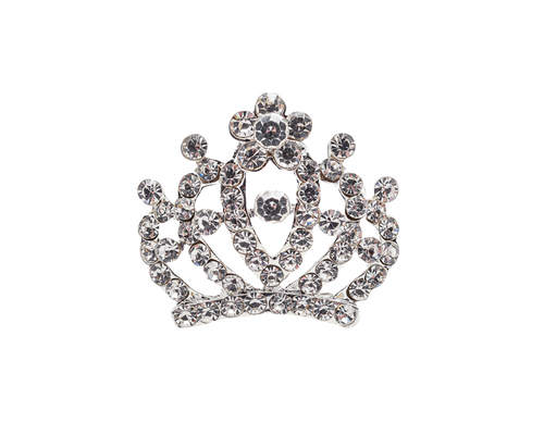 1" x 1" Silver Tiara Headpiece with Clear Rhinestones - Pack of 12 (TS180)