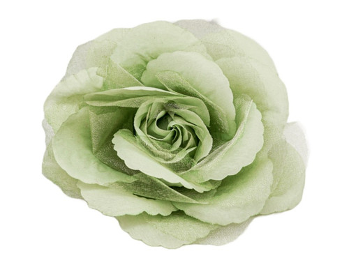 4.5" Sage Organza Silk Rose Flower - Pack of 12