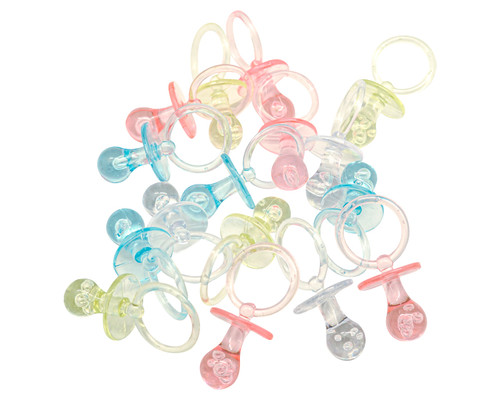 2.5" Assorted Transparent Plastic Baby Shower Pacifier - Pack of 36