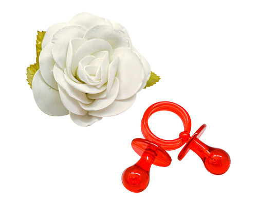 2.5" Red Transparent Plastic Baby Shower Pacifier - Pack of 36