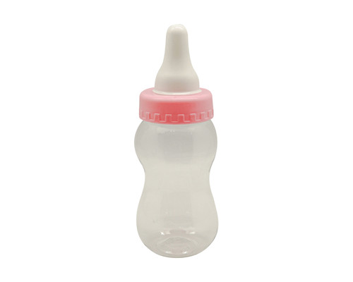 9"x 2 1/2"  Pink Plastic Baby Shower Decoration Bottle with Coin Slot - Pack of 24