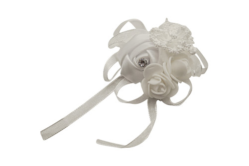 2 3/4" White Satin Rose Flower Pin Boutonniere  - Pack of 12 Pin Corsages