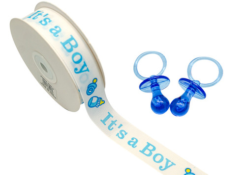 7/8"x 25 yards It's a Boy Baby Shower Grosgrain Gift Ribbon - Pack of 5 Rolls