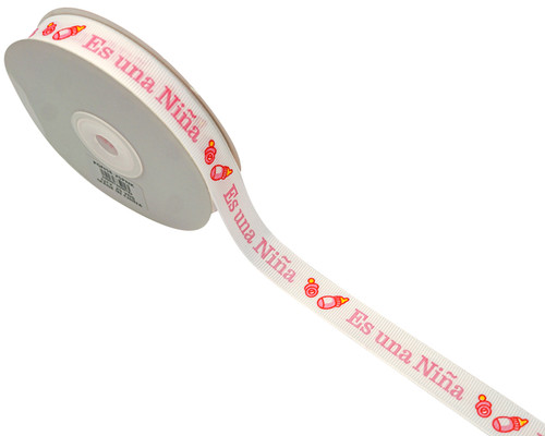 5/8"x 25 yards Es un Niña Baby Shower Spanish Grosgrain Gift Ribbon - Pack of 10 Rolls