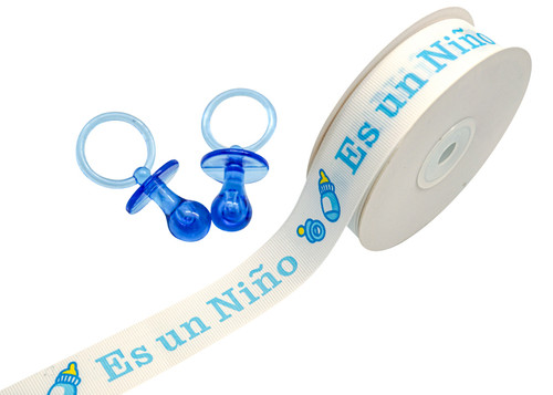 7/8"x 25 yards Es un Niño Baby Shower Spanish Grosgrain Gift Ribbon - Pack of 5 Rolls