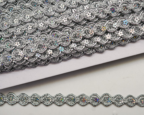 1/2"x 15 yards Silver Sequin Trim - Pack of 5