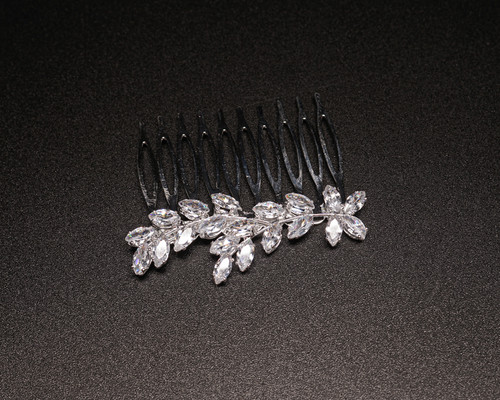 2 1/4"x 7/8" Silver Headpiece with Clear Gem Stones