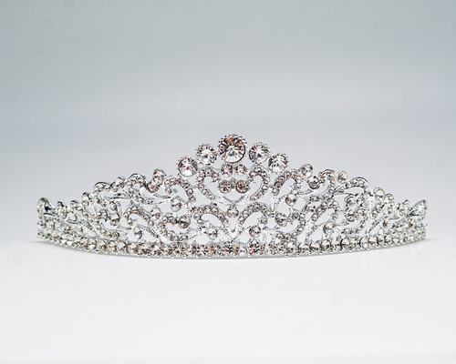 1 1/2" Silver Tiara with Clear Rhinestones