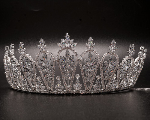 2 1/2" Silver Tiara with Clear Rhinestones and Gem Stones (TKC007)