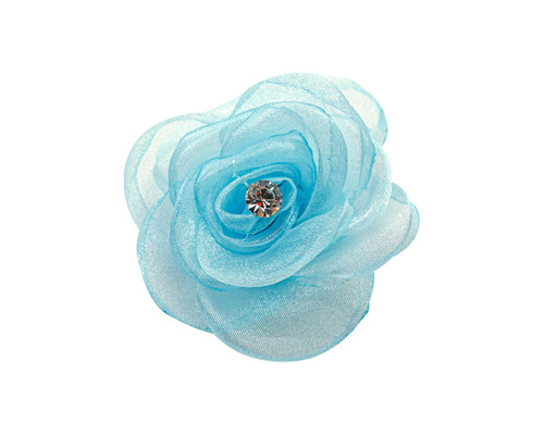 2 3/8" Blue Organza Rose Flower - Pack of 120