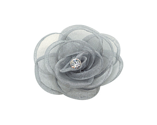 2 3/8" Silver Organza Rose Flower - Pack of 120