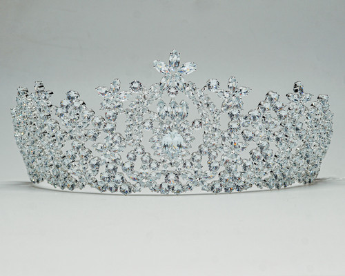 2 3/4" Silver Tiara with Clear Rhinestone and Gem Stones