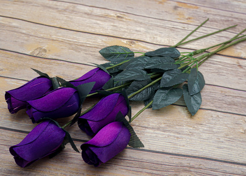 17" Purple Wooden Roses - Pack of 6
