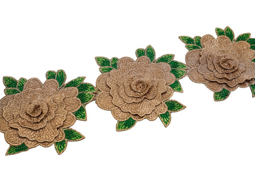 4 1/2"x 5 Yards Gold Rose Trim