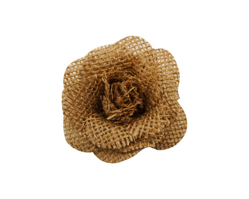 2 3/4" Brown Single Burlap Rose Flower - Pack of 36 Jute Fabric Flowers