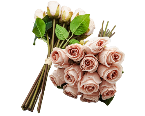 5 1/2"x 11" Blush Long Stem Artificial Rose Bouquet Floral Arrangement - Pack of 6 Dozens