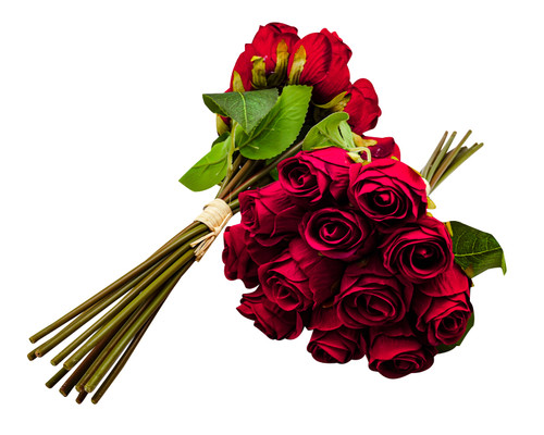 5 1/2"x 11" Red Long Stem Artificial Rose Bouquet Floral Arrangement - Pack of 6 Dozens