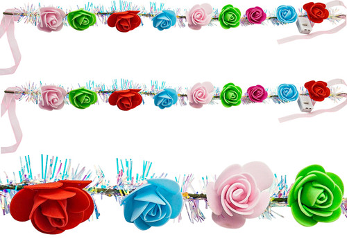 22" Long Flexible Rainbow Light Up Foam Flowers - Pack of 12 Garlands