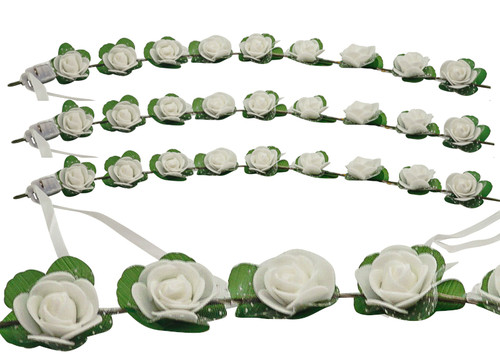 22" Long Flexible Vine White Light Up Foam Flowers - Pack of 12 Garlands