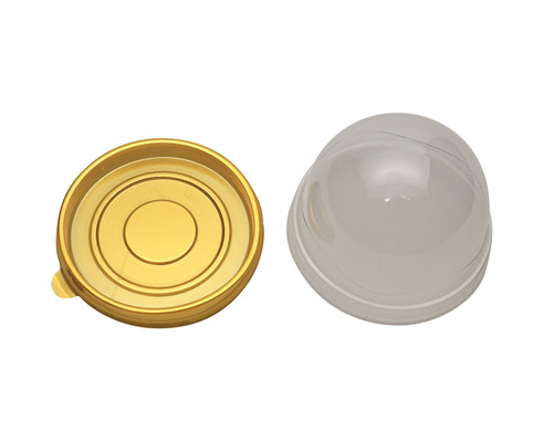 2 3/4" x 1 7/8" Plastic Mini Clear Top Gold Bottom Cake Dome - Pack of 50