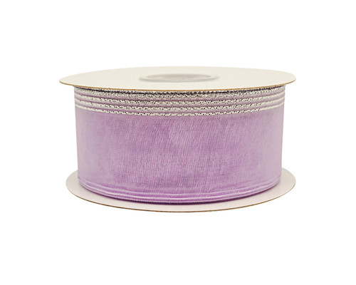 1.5"x25 yards Lavender/Silver Organza Pull Bows Gift Ribbon - Pack of 5 Rolls