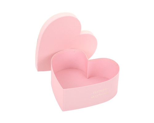 Pink Heart Shaped Nested Floral Cardboard Boxes with Gold Accents - Set of 3