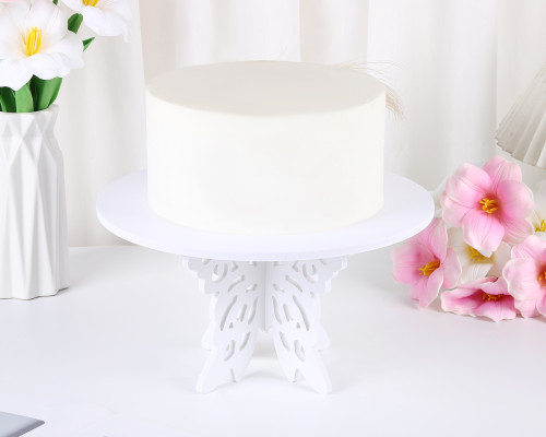 6.25" White Wooden Butterfly Cake Dessert Stand - 1 Centerpiece
