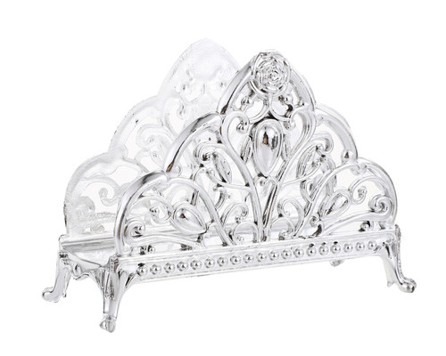 5 1/4" Silver Plastic Carved Napkin Holder Stand - Pack of 12