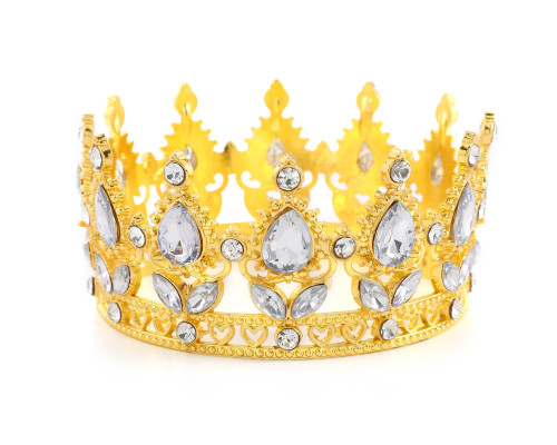 1 3/4" x 3 1/4" Gold Clear Rhinestones Mini King Crown