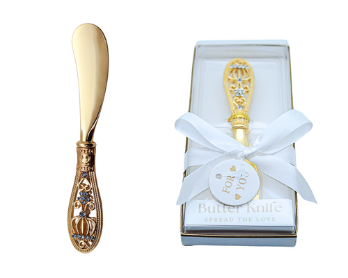 5" x 3/4" Gold Crown Butter Knife Favor - Pack of 12