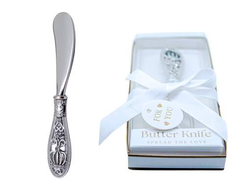 5" x 3/4" Silver Crown Butter Knife Favor - Pack of 12