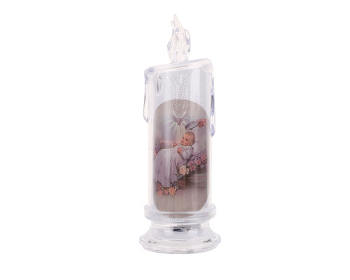 7 1/4" Tall Light Up LED Baptism Religious Candle - Set of 1