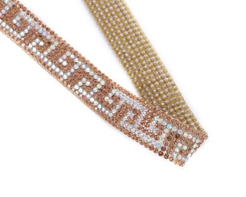 5/8" x 5 Yards Gold Greek Meander Design Iron-On Rhinestone Trim - Pack of 1