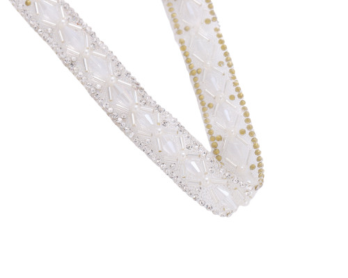 1/2" x 5 Yards Silver Crystal-Like Bead Iron-On Rhinestone Trim